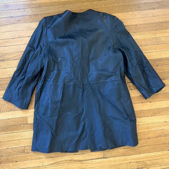 H+M Genuine Leather Button Up Coat | Size 6 - Picture 3 of 5